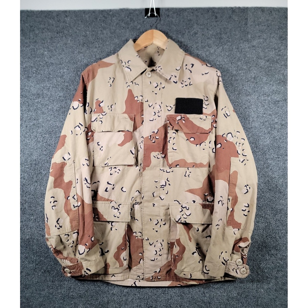 Vintage Military Jacket Mens Small Camo BDU Coat Chocolate Chip Desert 80s USED